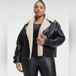 GOOD AMERICAN PLUS SIZE (5/6) Faux Leather Shearling Jacket NEW WITH TAGS!!!